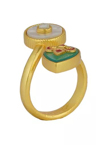 Zariin Gold Dipped Vintage Queen Open Ring