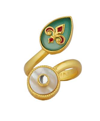 Zariin Gold Dipped Vintage Queen Open Ring 5