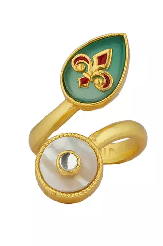 Zariin Gold Dipped Vintage Queen Open Ring