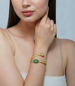Zariin Gold Dipped Old Meets New Green Onyx Cuff Bracelet