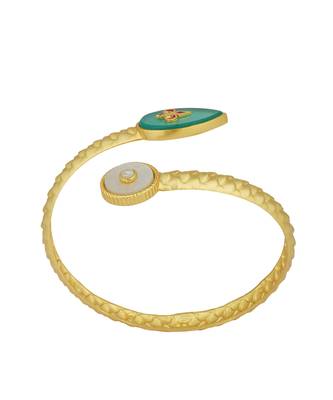 Zariin Gold Dipped Old Meets New Green Onyx Cuff Bracelet 3