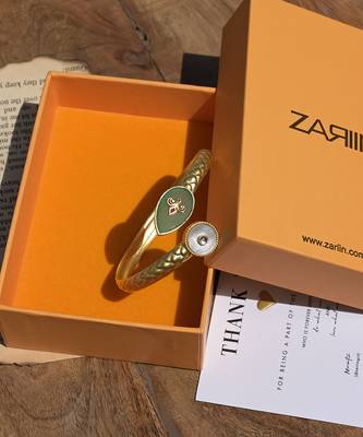 Zariin Gold Dipped Old Meets New Green Onyx Cuff Bracelet 4