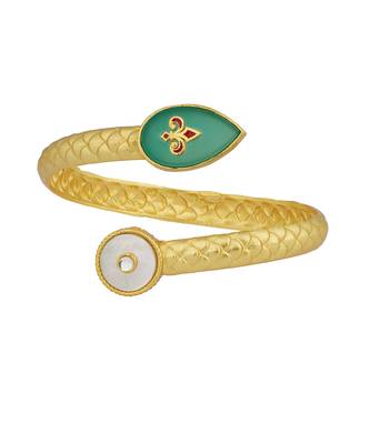 Zariin Gold Dipped Old Meets New Green Onyx Cuff Bracelet 5