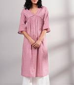 Pink Premium Cotton Printed Kurta With Cotton Bottom