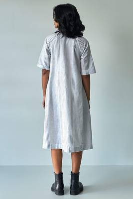 White and Black Woven Shirt Dress 3