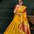 Mustard woven organza saree with blouse
