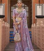 Light Purple Woven Silk Blend Saree With Blouse