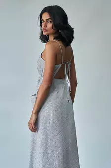 Black and White Back Detailed Dress With Front Pockets