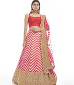 Pink embroidered organza semi stitched lehenga