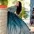 Aqua Green Padding Chinon with Rich position Print work Gown