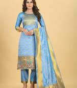 Light-blue zari banarasi silk salwar