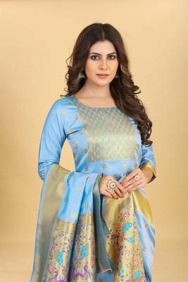 Light-blue zari banarasi silk salwar 4