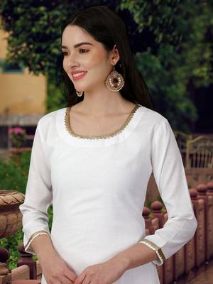 Trendmalls White Khadi Cotton Kurta Pant with Printed Dupatta Salwar Suit Set for Women 5