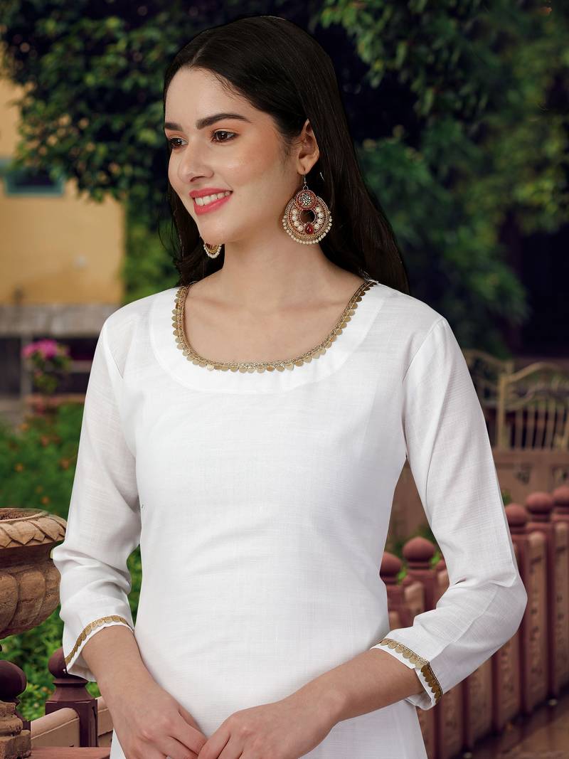 White Khadi Cotton Kurta Pant with Printed Dupatta Salwar Suit Set for Women