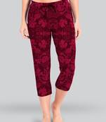 Lyra Maroon Cotton Printed Pyjamas For Women