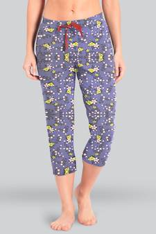 Lyra Purple Cotton Printed Pyjamas For Women