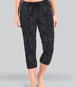Lyra Black Cotton Printed Pyjamas For Women