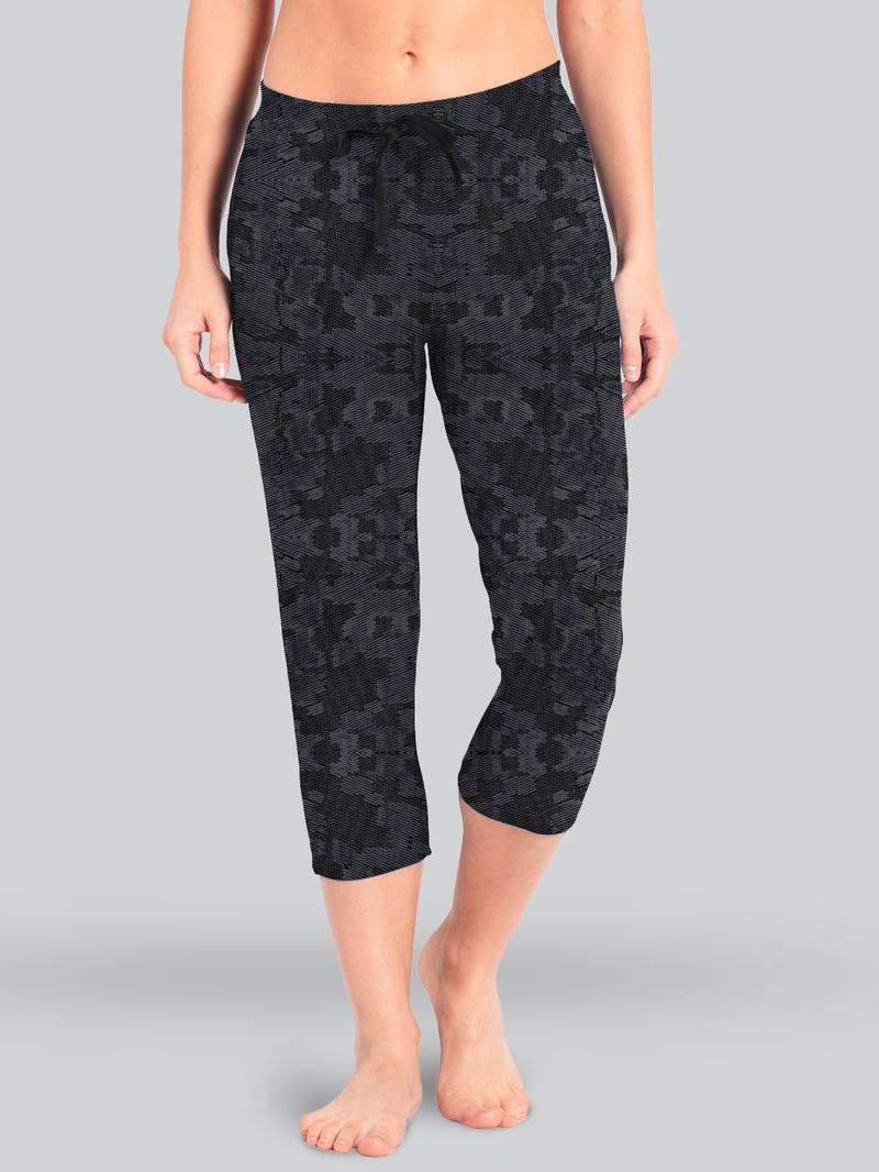 Lyra Black Cotton Printed Pyjamas For Women