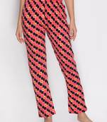 Lyra Pink Cotton Printed Pyjamas For Women