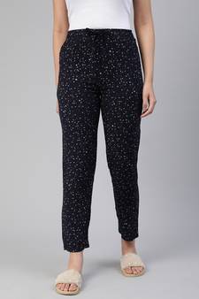 Lyra Black Rayon Printed Pyjamas For Women