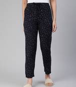 Lyra Black Rayon Printed Pyjamas For Women