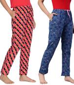 Lyra Multicoloured Cotton Printed Pyjamas For Women