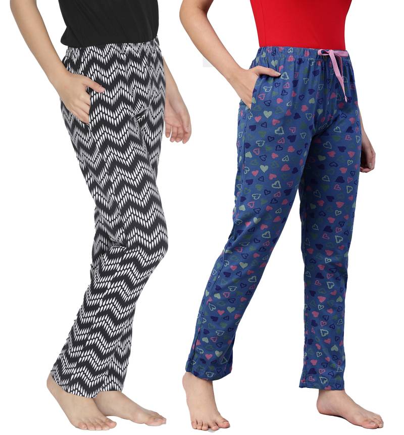 Lyra Multicoloured Cotton Printed Pyjamas For Women