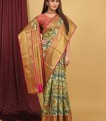 Green Woven Art Silk Saree With Blouse