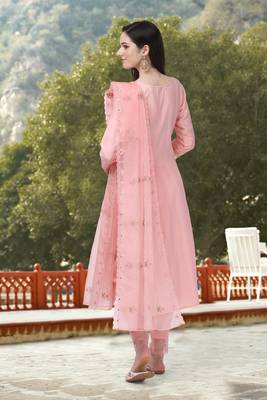 Trendmalls Light Pink Cotton Embroidered Salwar Suit 3