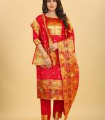 Red zari banarasi silk salwar
