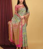 Blue Woven Art Silk Saree With Blouse