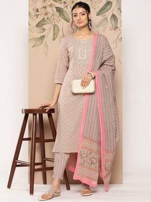 Mauve printed cotton ethnic-kurtis 2