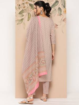 Mauve printed cotton ethnic-kurtis 3