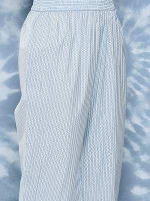 Sky-blue printed cotton ethnic-kurtis 5