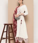 White embroidered rayon ethnic-kurtis