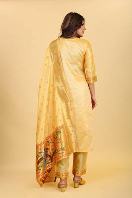 Yellow zari banarasi silk salwar 2