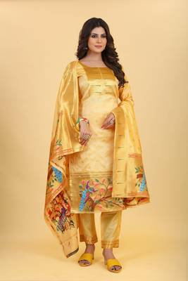 Yellow zari banarasi silk salwar 3