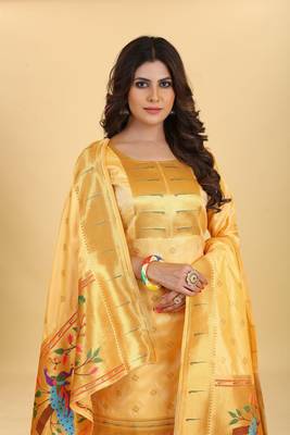 Yellow zari banarasi silk salwar 4