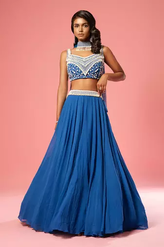 Blue Pearl Work Lehenga Set