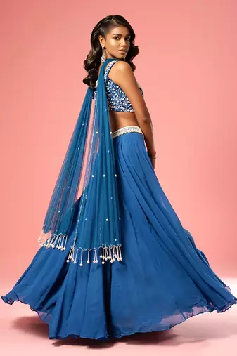 Blue Pearl Work Lehenga Set