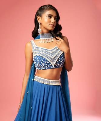 Blue Pearl Work Lehenga Set 4