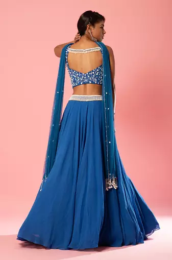 Blue Pearl Work Lehenga Set
