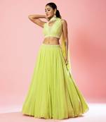 Lime Green Embroidered Lehenga Set