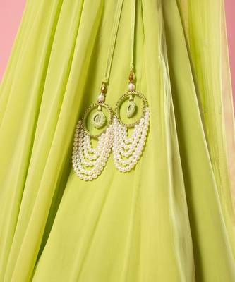 Lime Green Embroidered Lehenga Set 5