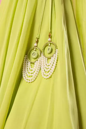 Lime Green Embroidered Lehenga Set