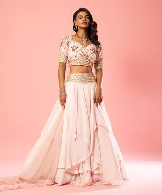 Basby Pink Organza Lehenga Set 1