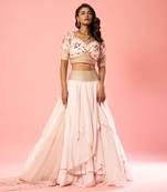 Basby Pink Organza Lehenga Set