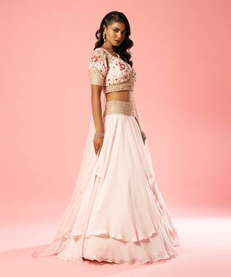 Basby Pink Organza Lehenga Set 3