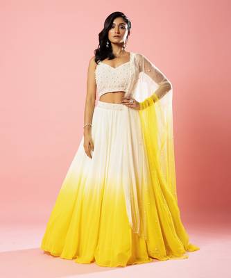 Ivory And Yellow Ombre Lehenga Set 1