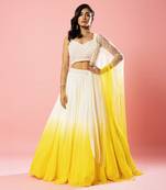 Ivory And Yellow Ombre Lehenga Set